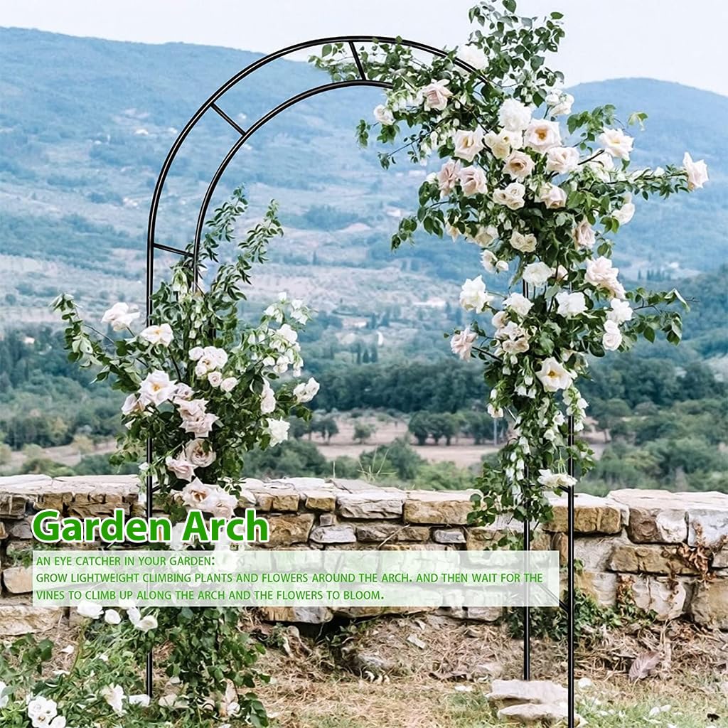 HASTHIP® Garden Arch Plant Stand, 2.4m Black Metal Steel Trellis for Balcony, Lawn & Patio Durable Frame for Climbing Plants, Garden Decor, Weddings, Events HASTHIP® Garden Arch Plant Stand, 2.4m Black Metal Steel Trellis for Balcony, Lawn & Patio Durable Frame for Climbing Plants, Garden Decor, Weddings, Events